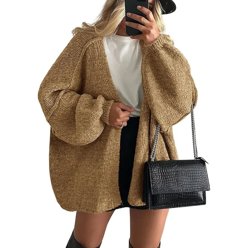 Women's Oversized Open-Front Knit Cardigan