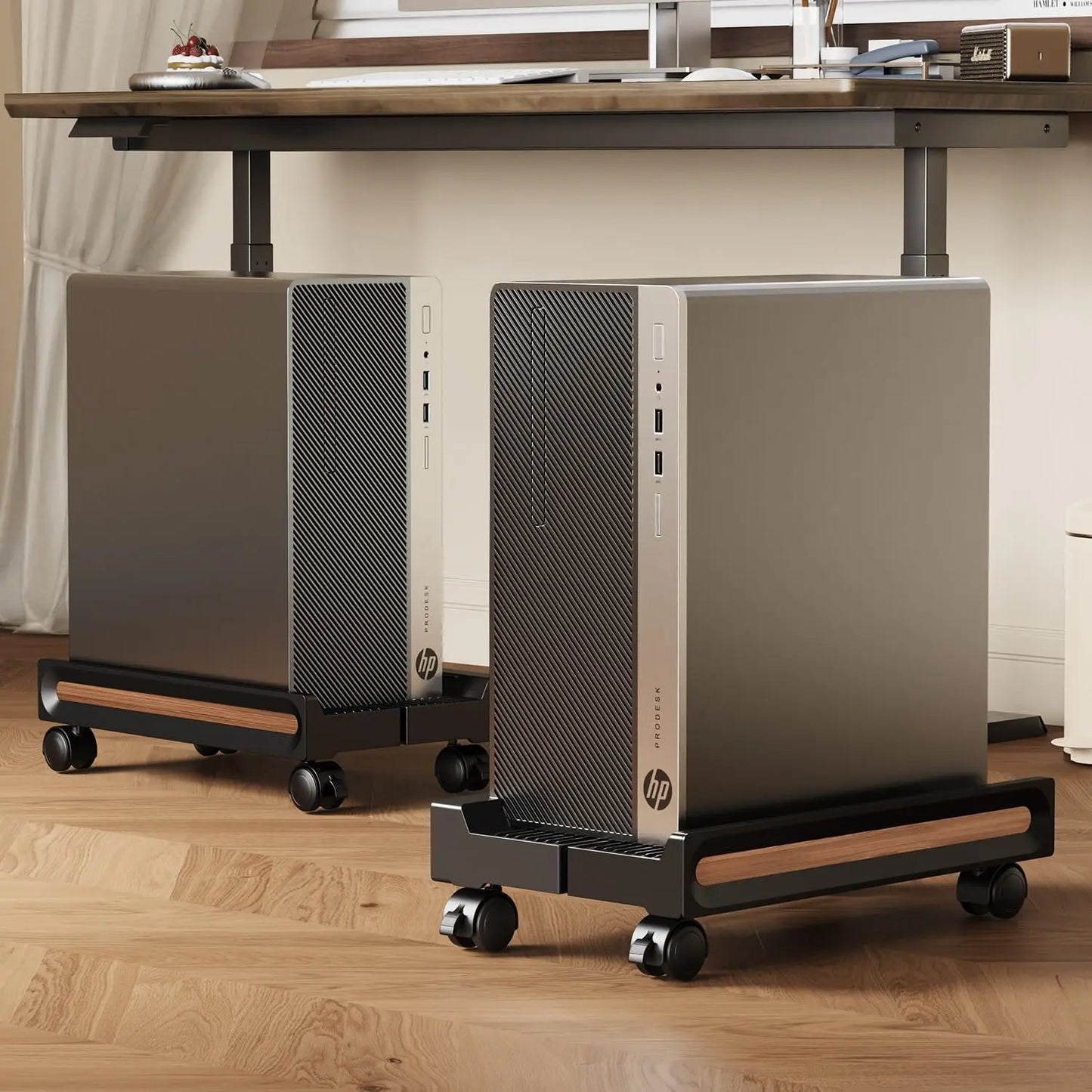 Adjustable mobile computer stand with locking casters, 80 lbs load capacity