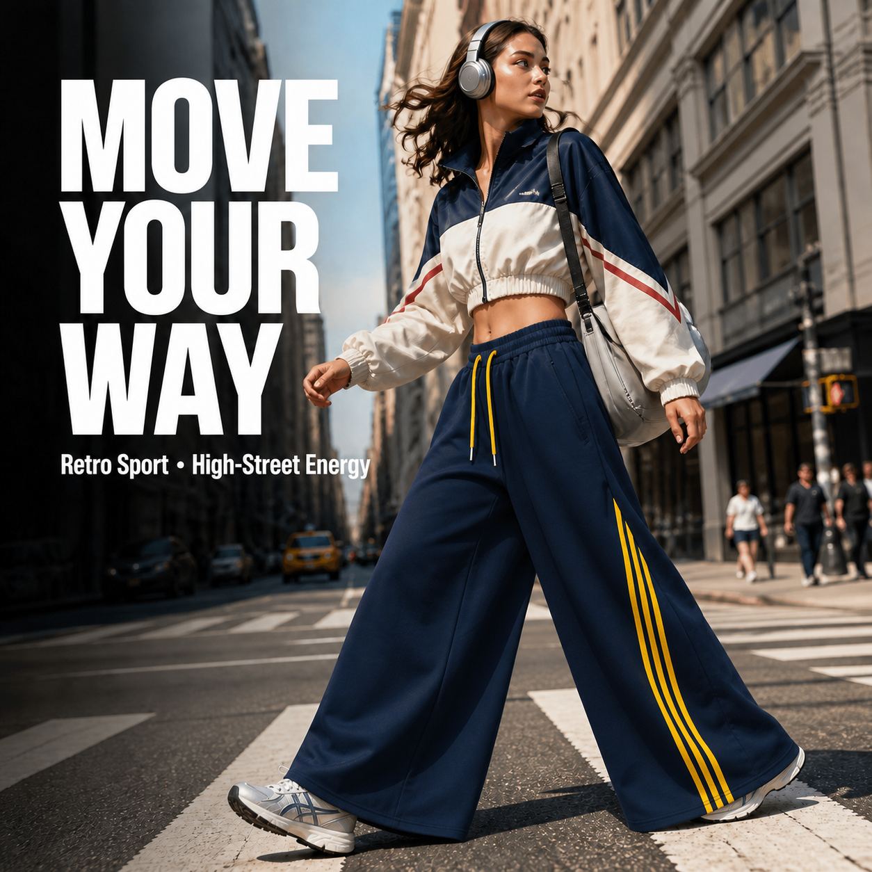 Retro Triple-Stripe Wide-Leg Pants Relaxed Comfort. Effortlessly Cool.