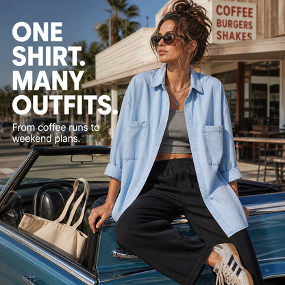 Women's Soft Tencel Denim Oversized Shirt