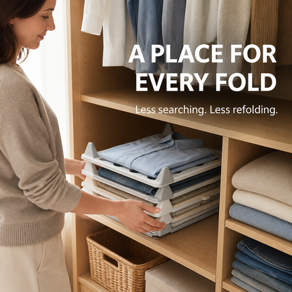 Stackable Clothing Organizer Trays One Layer. One Outfit. Zero Mess.