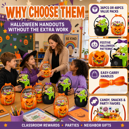 Halloween Plastic Goodie Bags for Candy, Treats & Party Favors