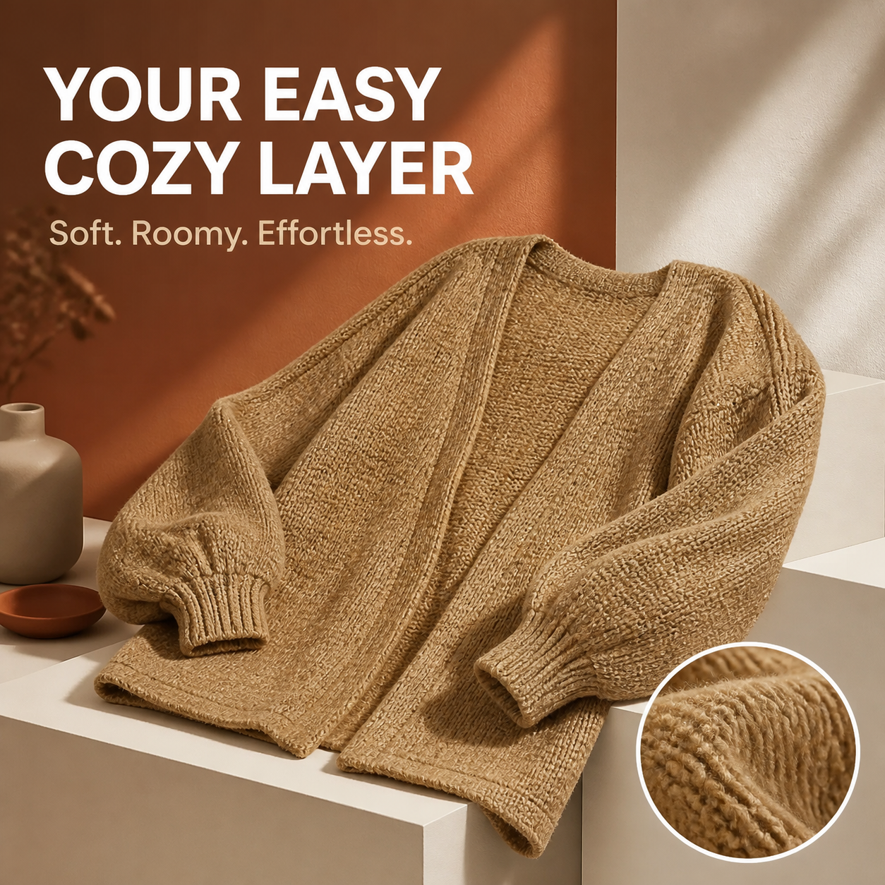 Women's Oversized Open-Front Knit Cardigan