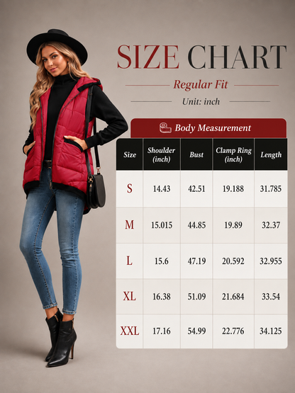 Women's Lightweight Hooded Quilted Vest with Pockets