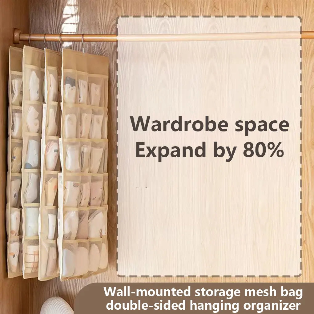 🔥 Space-Saving Bra & Underwear Hanging Organizer – 30 Pockets Dual-Sided Closet Storage Bag for Lingerie. Socks & Small Essentials