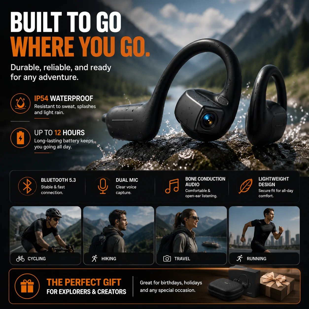 LAST DAY 49% OFF – 🎧 8MP Smart Camera Open-Ear Headset – POV Video, Calls & AI Assistance 🎥