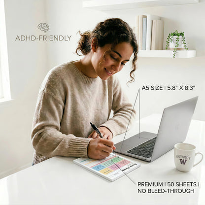 ADHD Brain Dump Planner Notepad - 50 Tear-Off Sheets (8.5x6.5in)