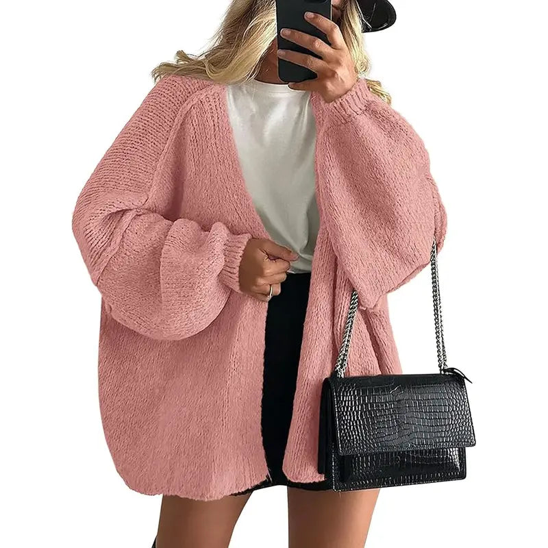 Women's Oversized Open-Front Knit Cardigan