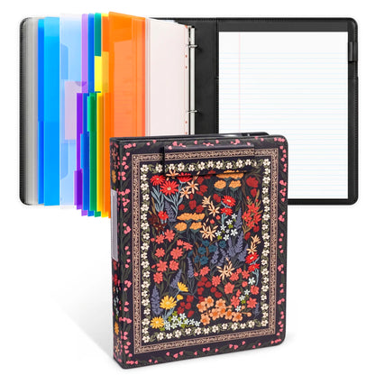 PU Leather 3-Ring Binder Clipboard with Storage & Magnetic Clip (12.4"x10.2")