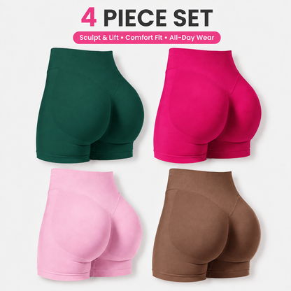 Women's High-Waisted Butt-Lifting Athletic Shorts (4-Pack)