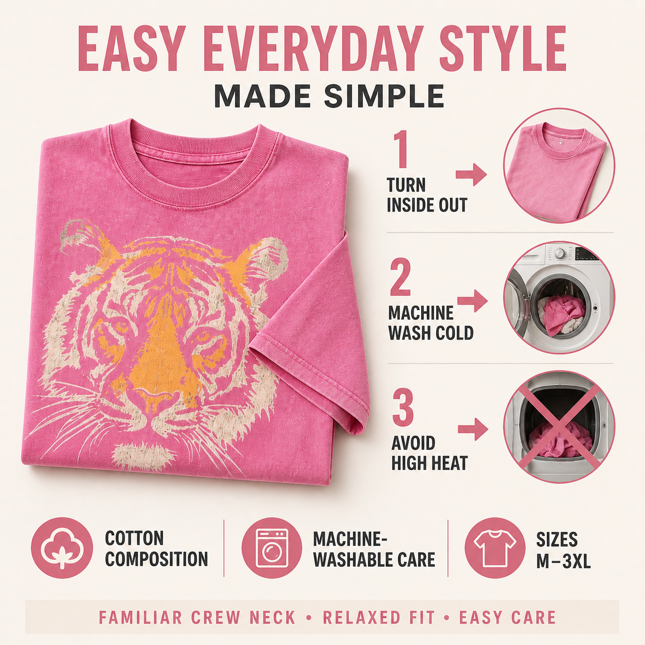 Vintage Tiger Graphic Loose-Fit Cotton T-Shirt