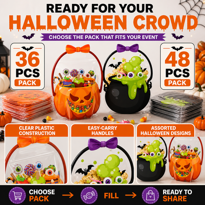 Halloween Plastic Goodie Bags for Candy, Treats & Party Favors