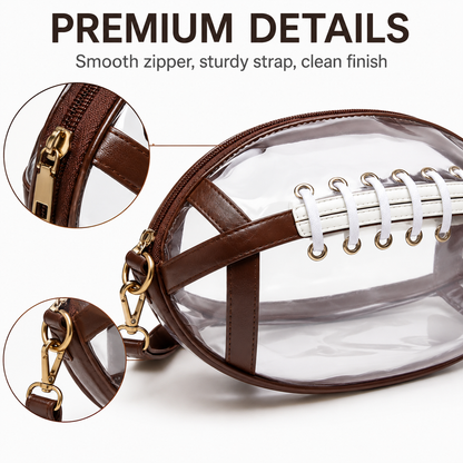 Football-Shaped Clear Crossbody Bag