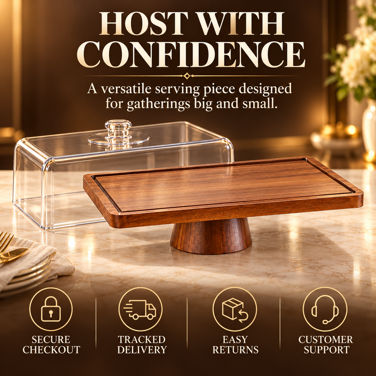 2-in-1 Wooden Dessert & Charcuterie Serving Stand