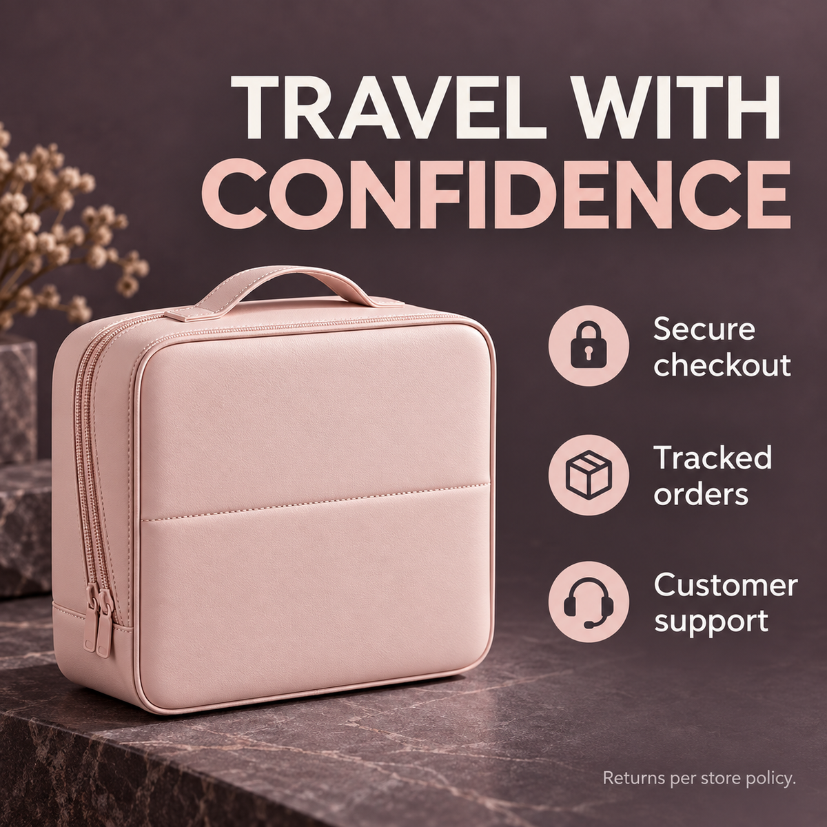 Stand-Up Travel Makeup Organizer Bag – Large Capacity Vanity Case