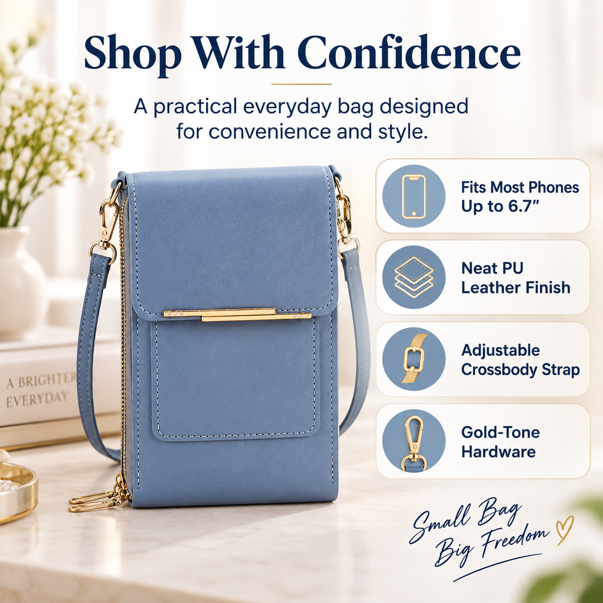 📱Touchscreen Crossbody Phone Bag with Card Slots & Dual Zippers📱