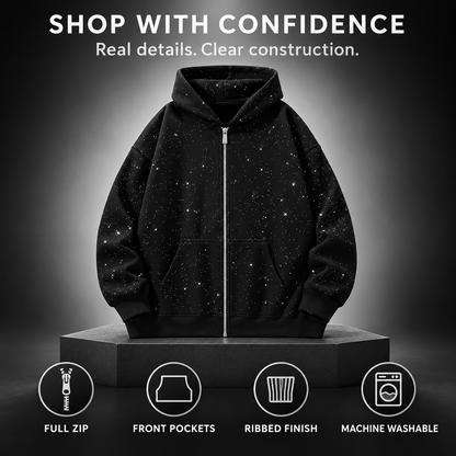 ✨️2026 NEW Men's Sequined Hooded Sweatshirt with Zipper and Pockets✨️