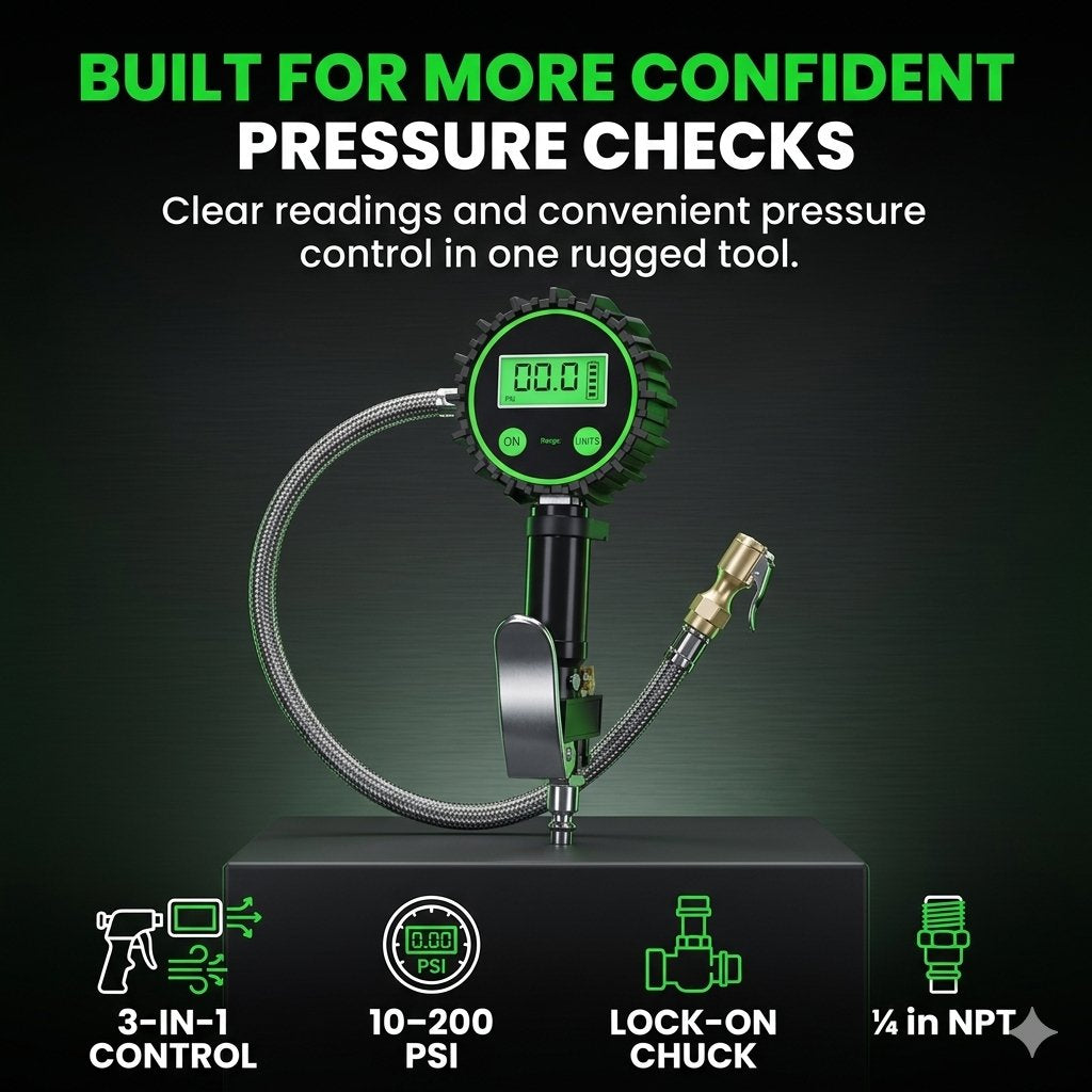 200 PSI Digital Tire Inflator Gauge