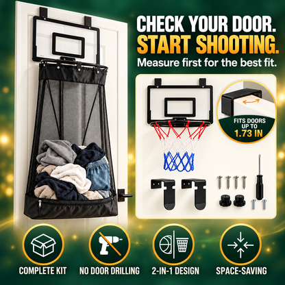 🏀2-in-1 Over-the-Door Basketball Hoop & Laundry Hamper🏀