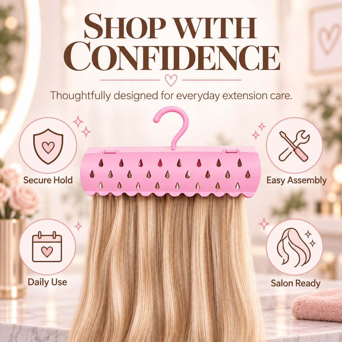 Hair Extension Holder And Hanger Stand For Styling