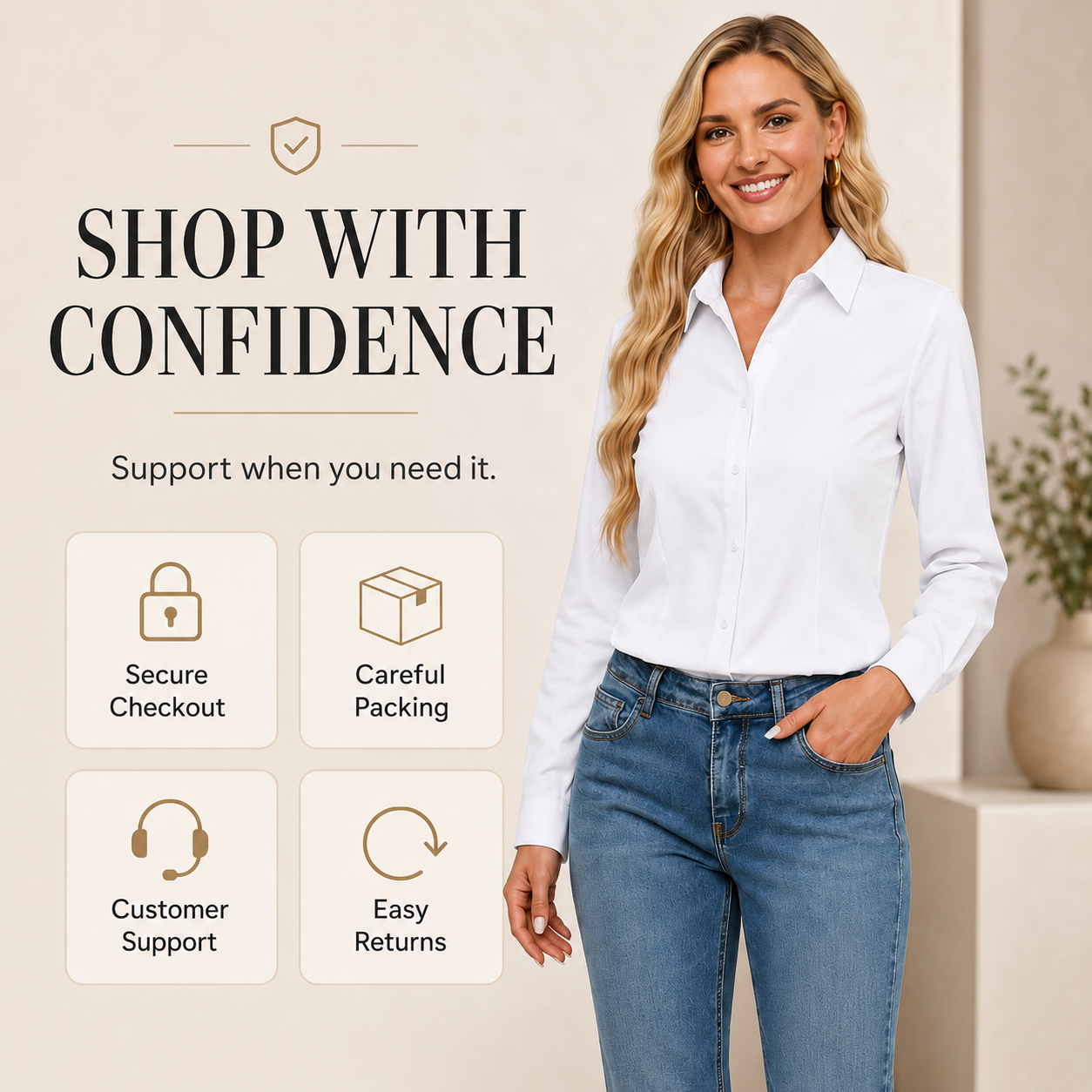 Women's Classic Fit Stretch Button-Down Shirt