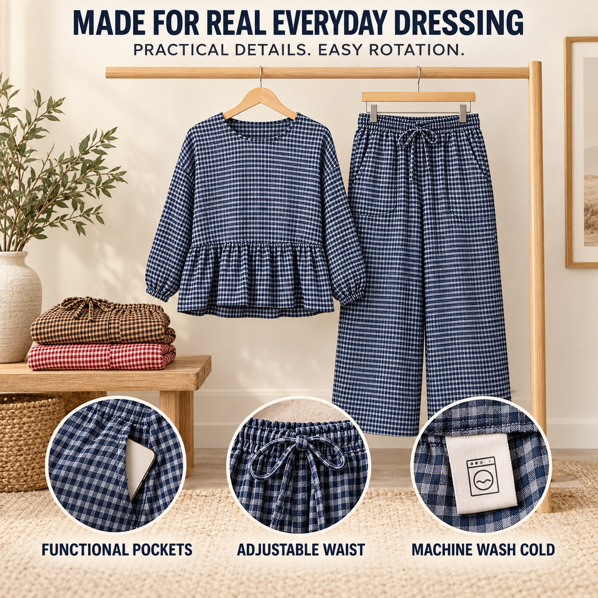 Women's Gingham 2 Piece Outfit