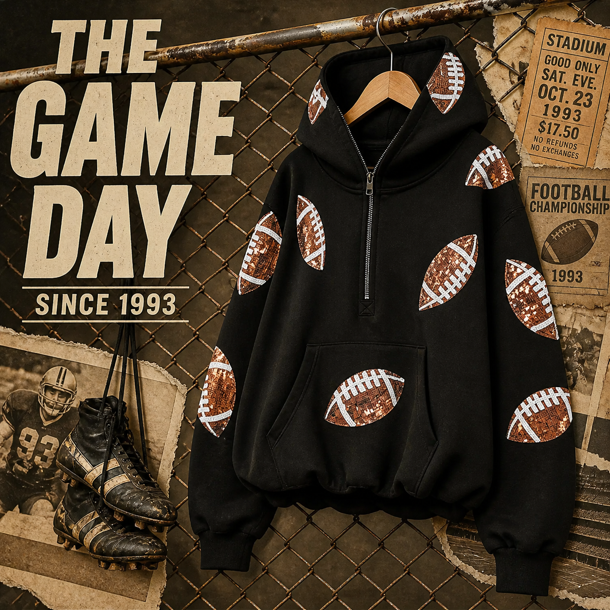Women's Sequin Football Hoodie Bring The Sparkle To Game Day
