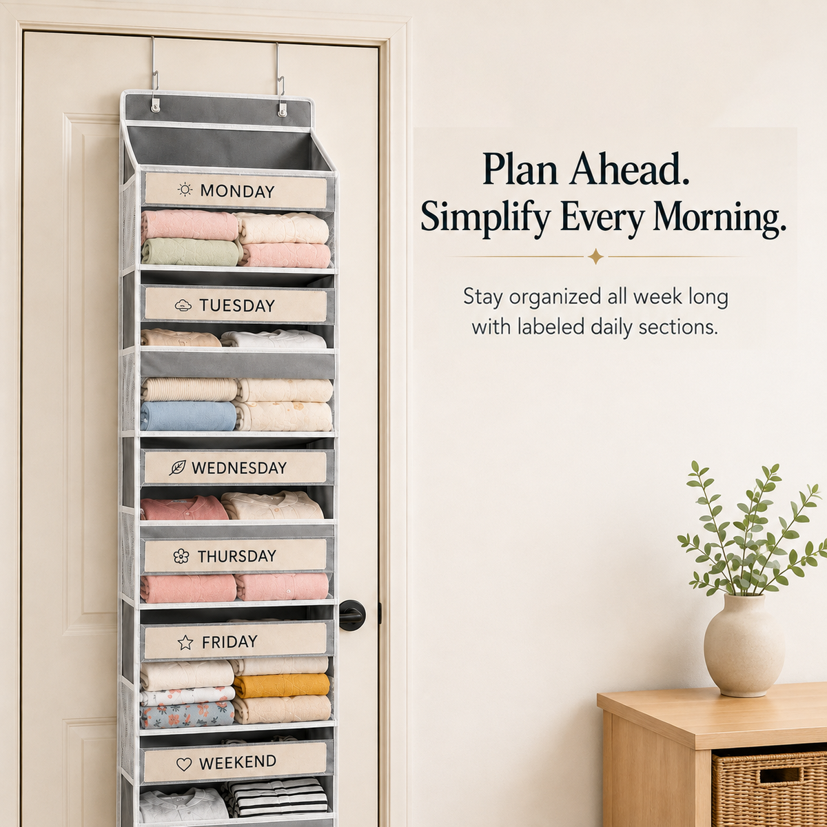 Six-layer hanging clothing storage bag - with category labels