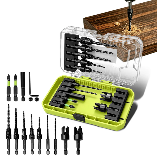 15 PCS Adjustable Countersink Drill Bit Set, Storage Case for Woodworking Toolupgrade