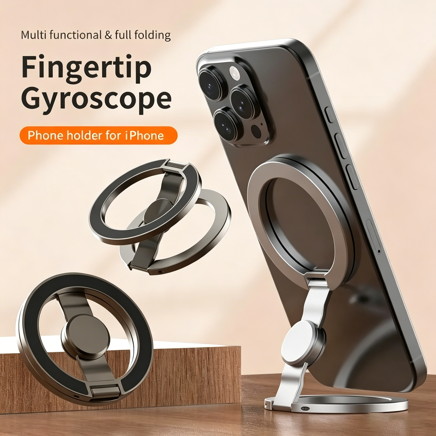 Ultra-Slim Magnetic Phone Grip Stand & Fidget Spinner – 360° Rotating