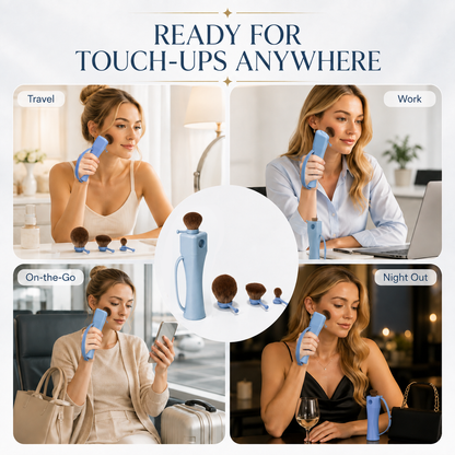 4-in-1 Portable Makeup Brush Set with Interchangeable Heads