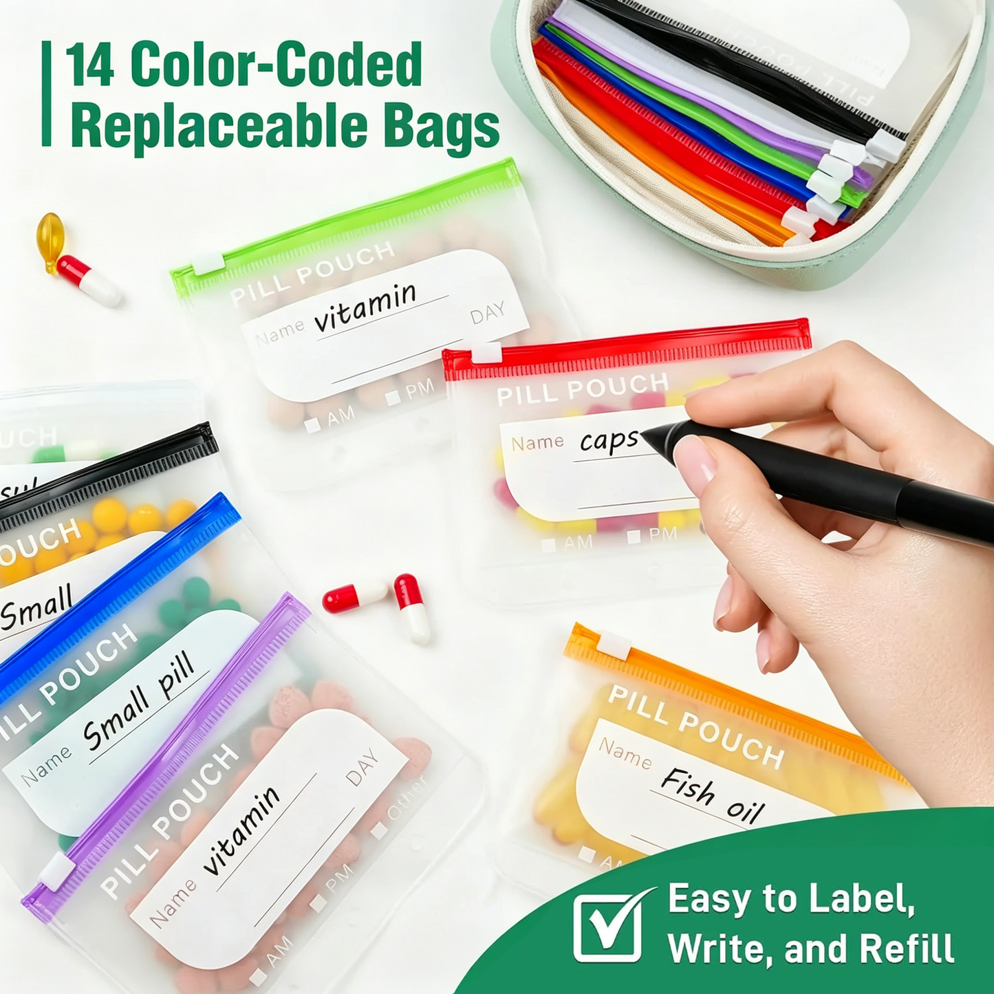 📦Large capacity storage box with 14 waterproof bags📦