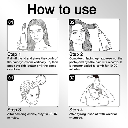 Comb-shaped hair dye to cover gray hair – natural black and dark brown