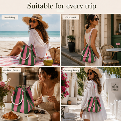 Boho Woven Bucket Bag – Lightweight Crochet Shoulder Bag