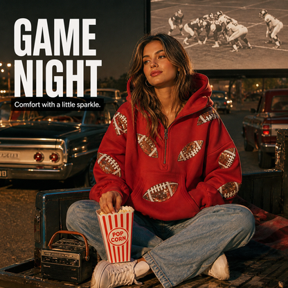 Women's Sequin Football Hoodie Bring The Sparkle To Game Day