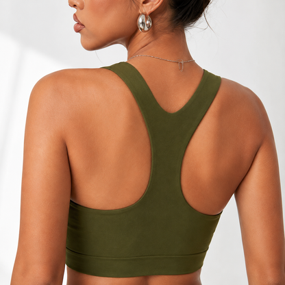 High-Stretch Square Neck Y-Back Sports Bra with Removable Pads