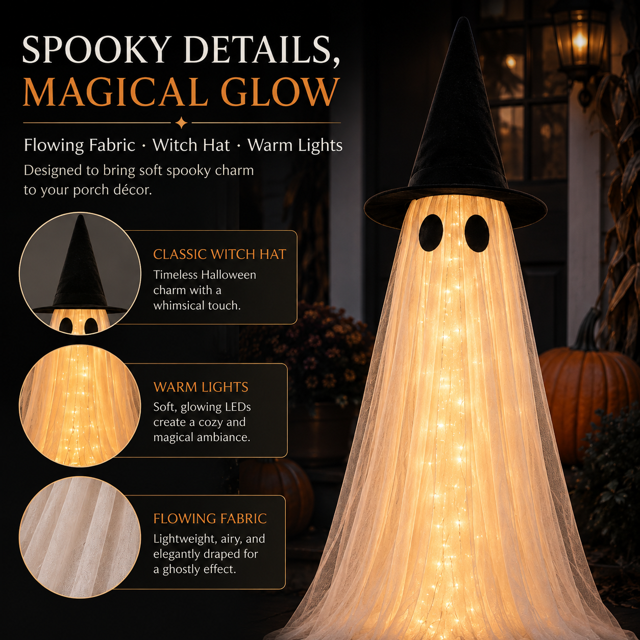 👻2-Pack 5.5FT Ghost Light-Up Halloween Decoration Set👻