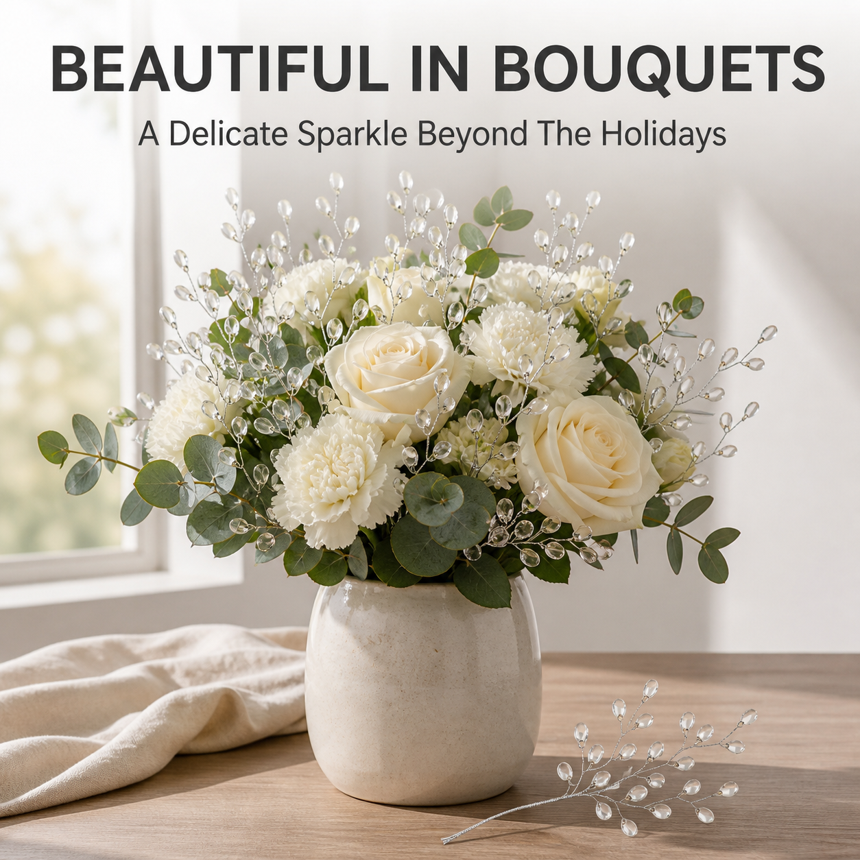50-Piece Crystal Bead Floral Sprays Add An Icy Sparkle To Every Holiday Arrangement