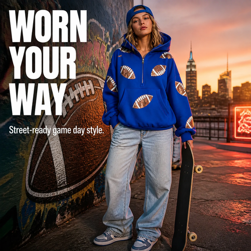 Women's Sequin Football Hoodie Bring The Sparkle To Game Day