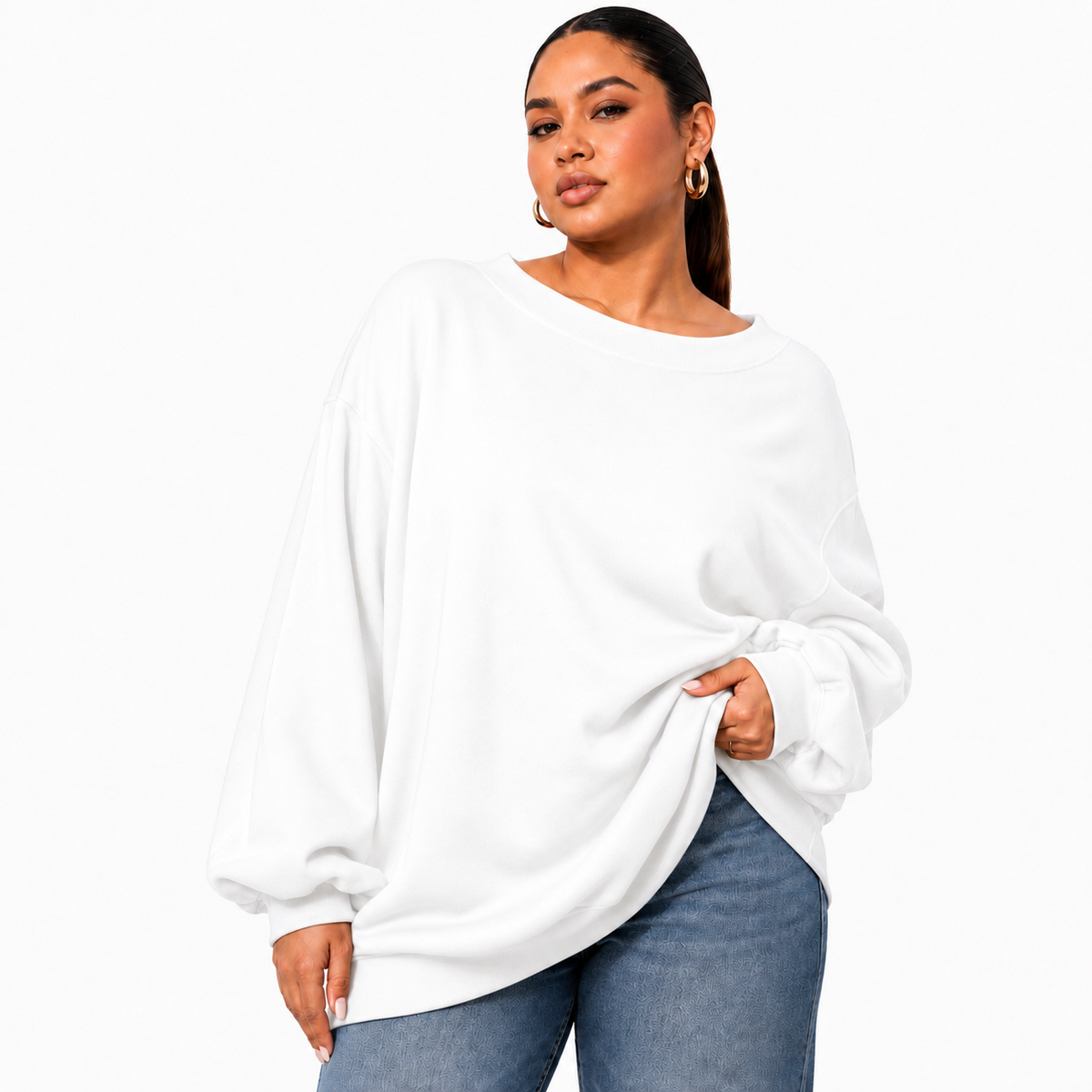 Women's Off-Shoulder Loose-Fitting Sweatshirt – Soft and Comfortable, Slim Fit