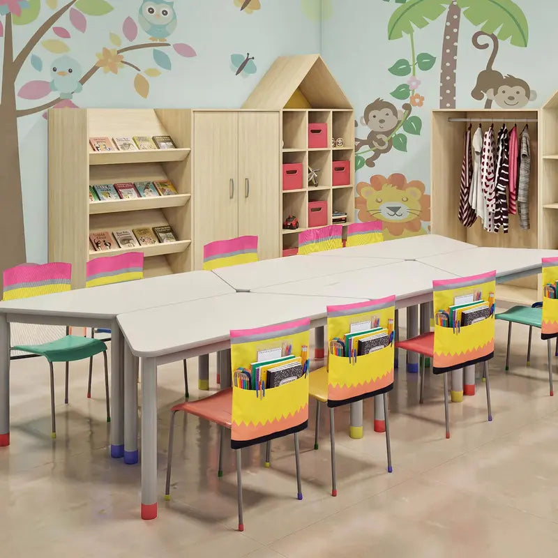 12-Pack Crayon Chair Back Pockets for Classroom Storage