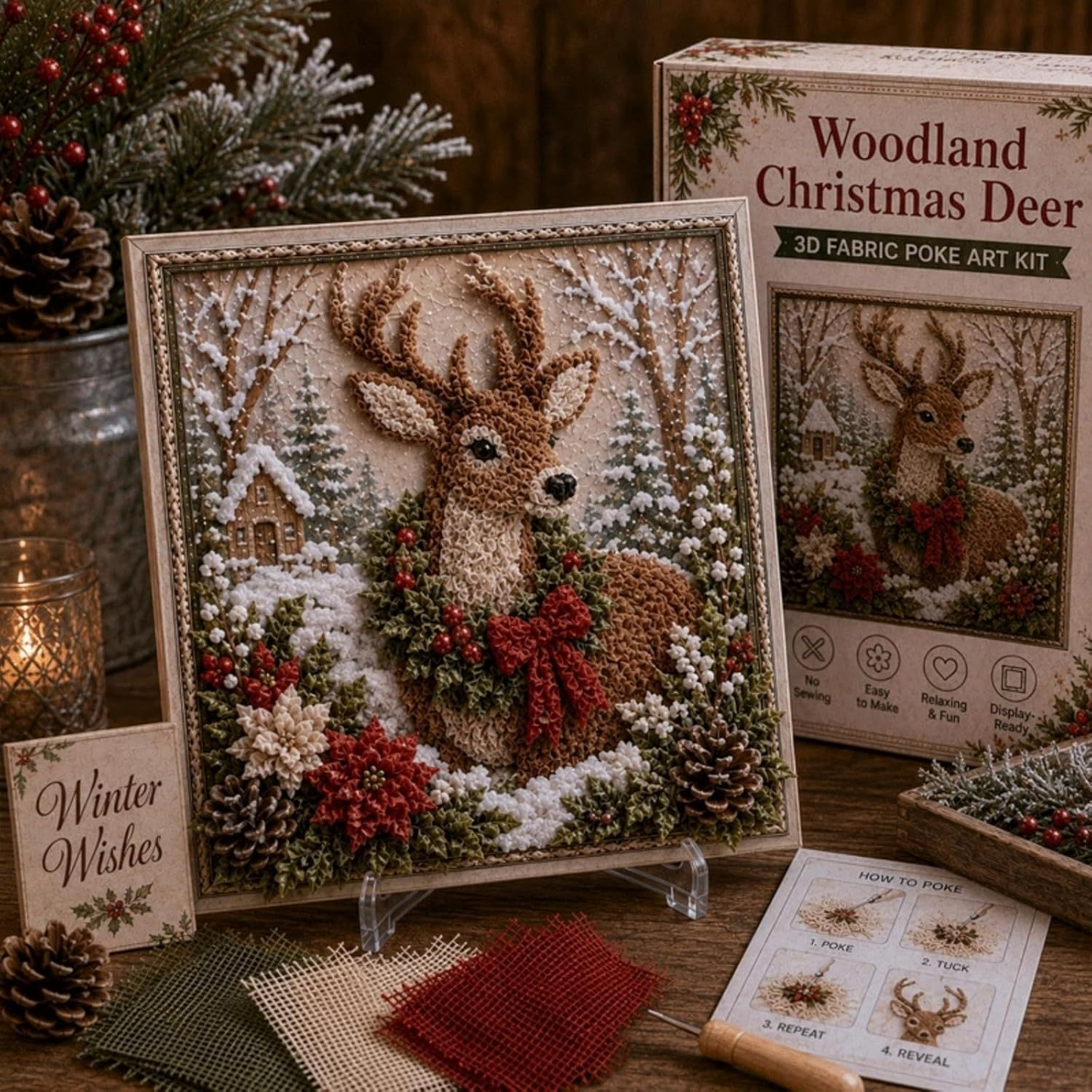 3D Christmas Fabric Poke Art Kit