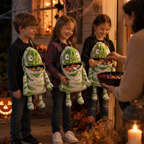 Kids Halloween Trick-or-Treat Plush Backpack Bag