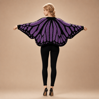 Women's Oversized Butterfly Colorblock Knit Cardigan