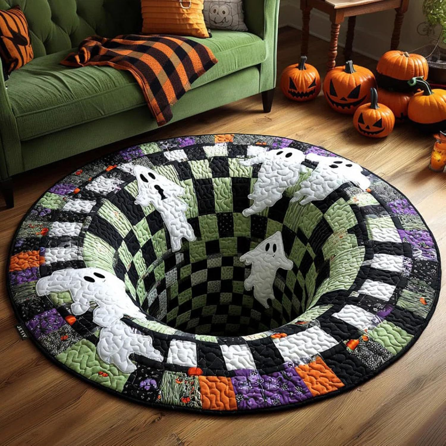 3D Skeleton Swirl Quilted Illusion Carpet