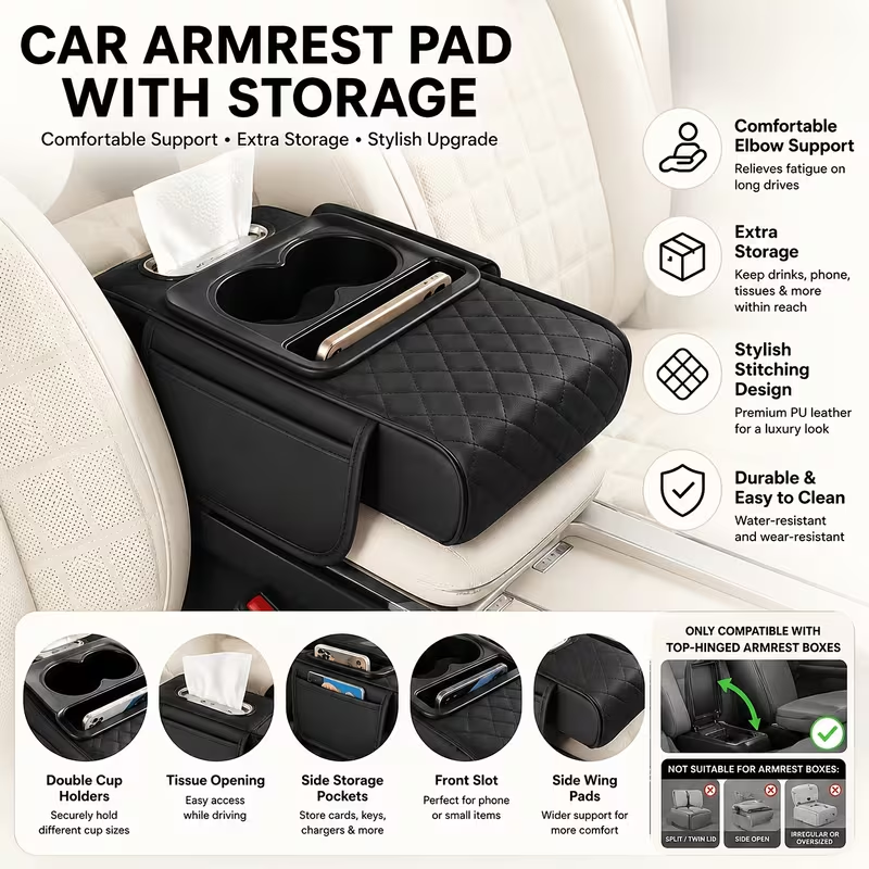 🚗Multifunctional 4-in-1 Car Armrest Storage Mat🚗