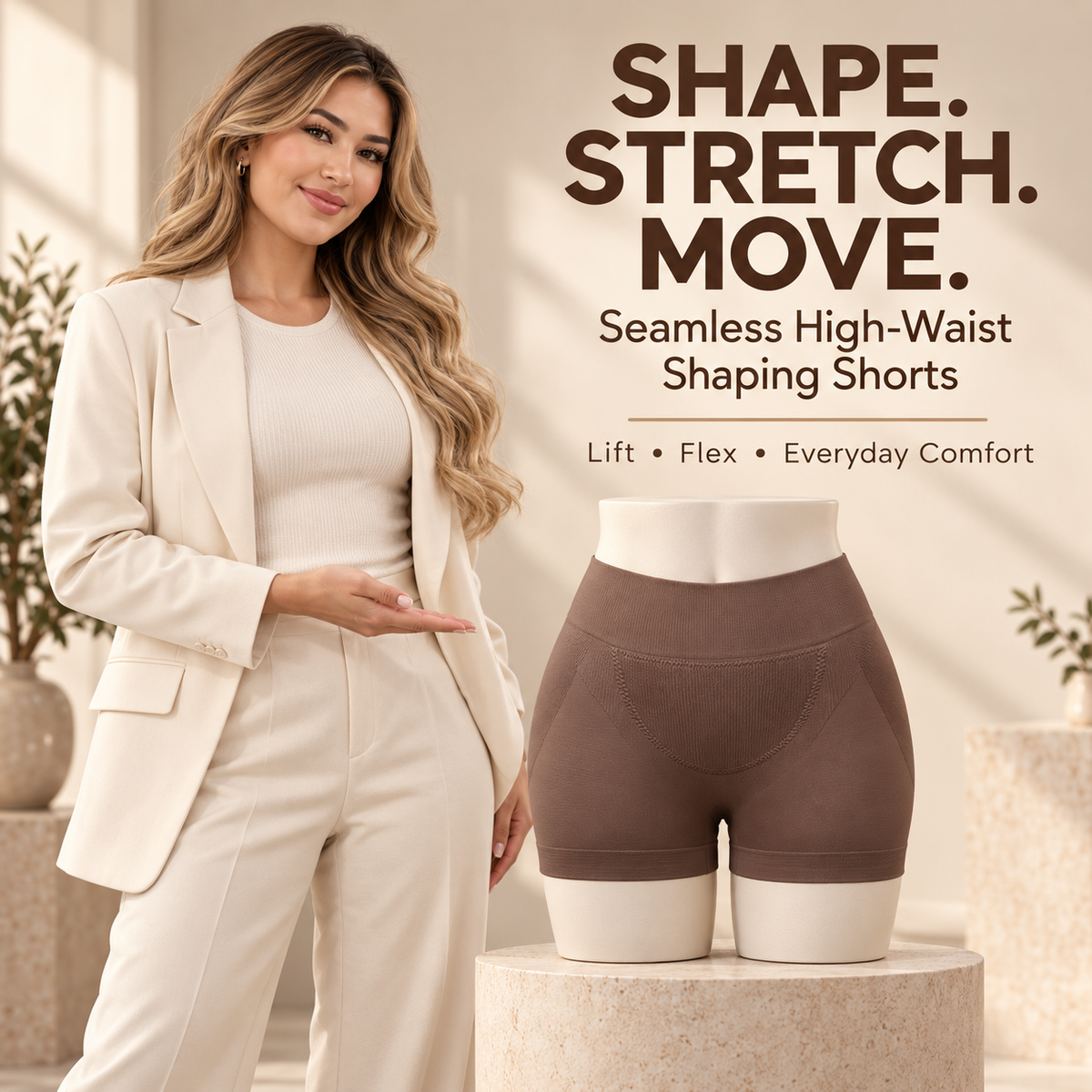 Women’s Seamless High-Waist Shaping Shorts with Butt Lift Support