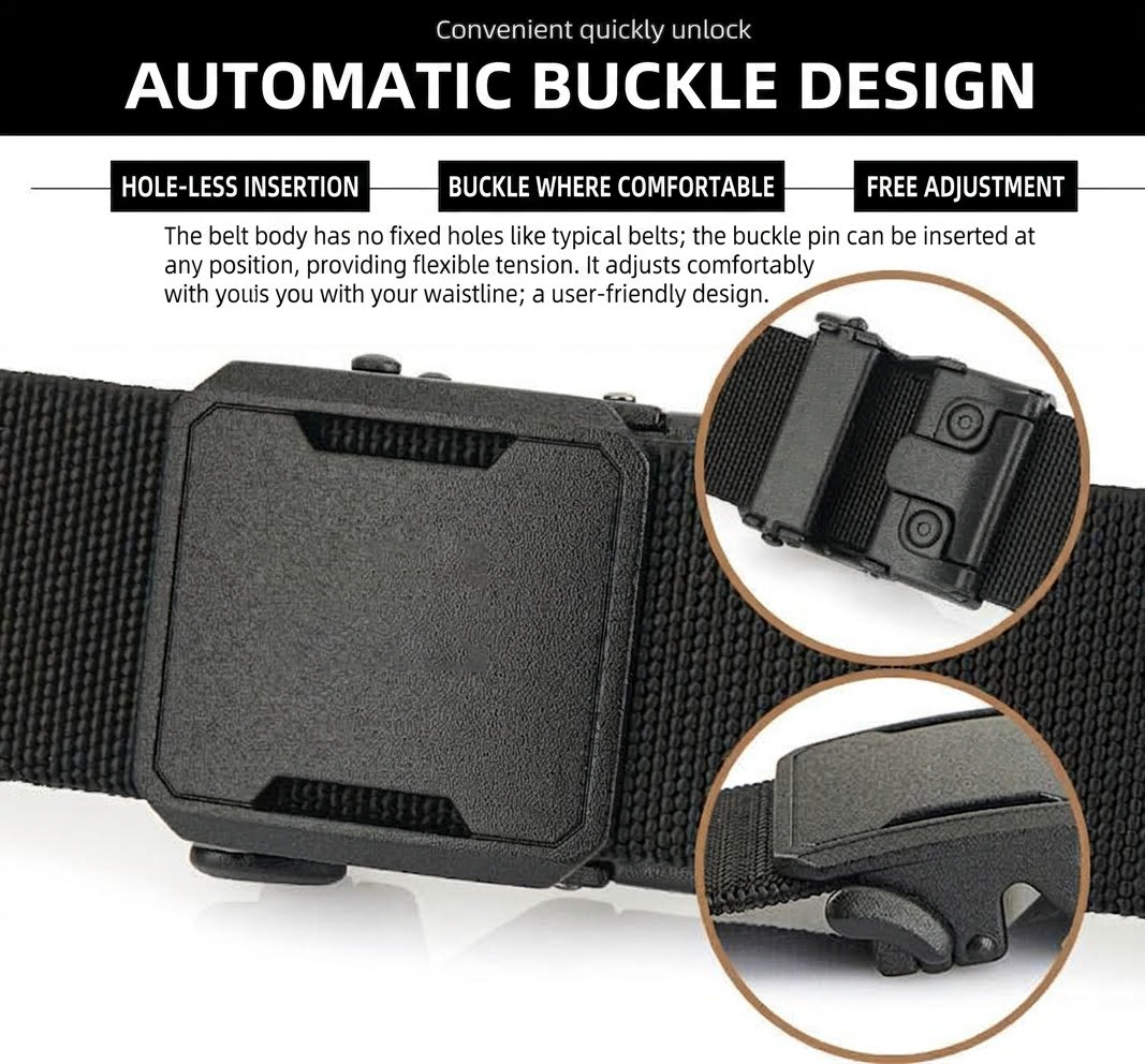 Quick-Release Tactical Belt – Heavy-Duty 1000D Nylon Work Belt