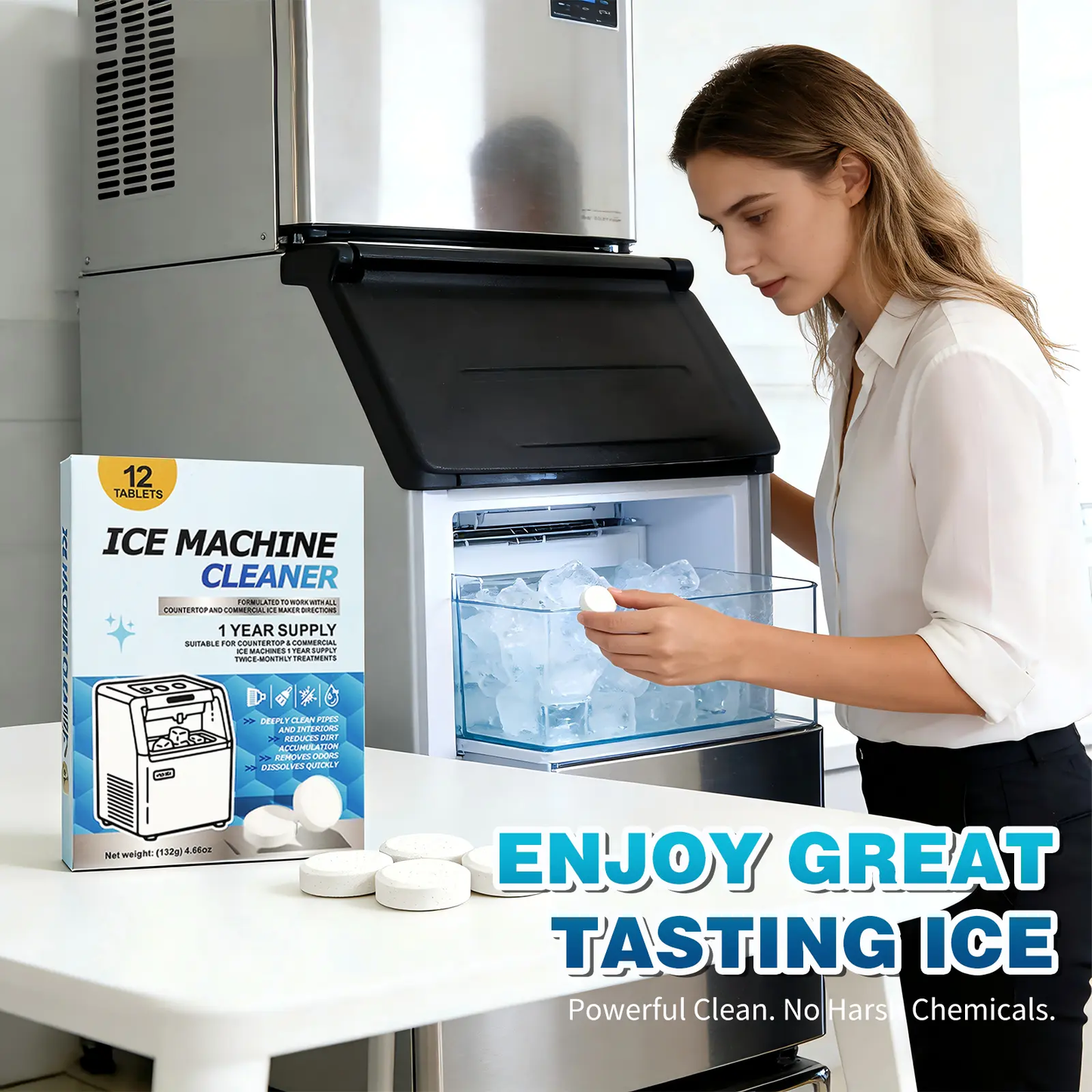 Ice maker cleaning tablets – remove limescale and odors