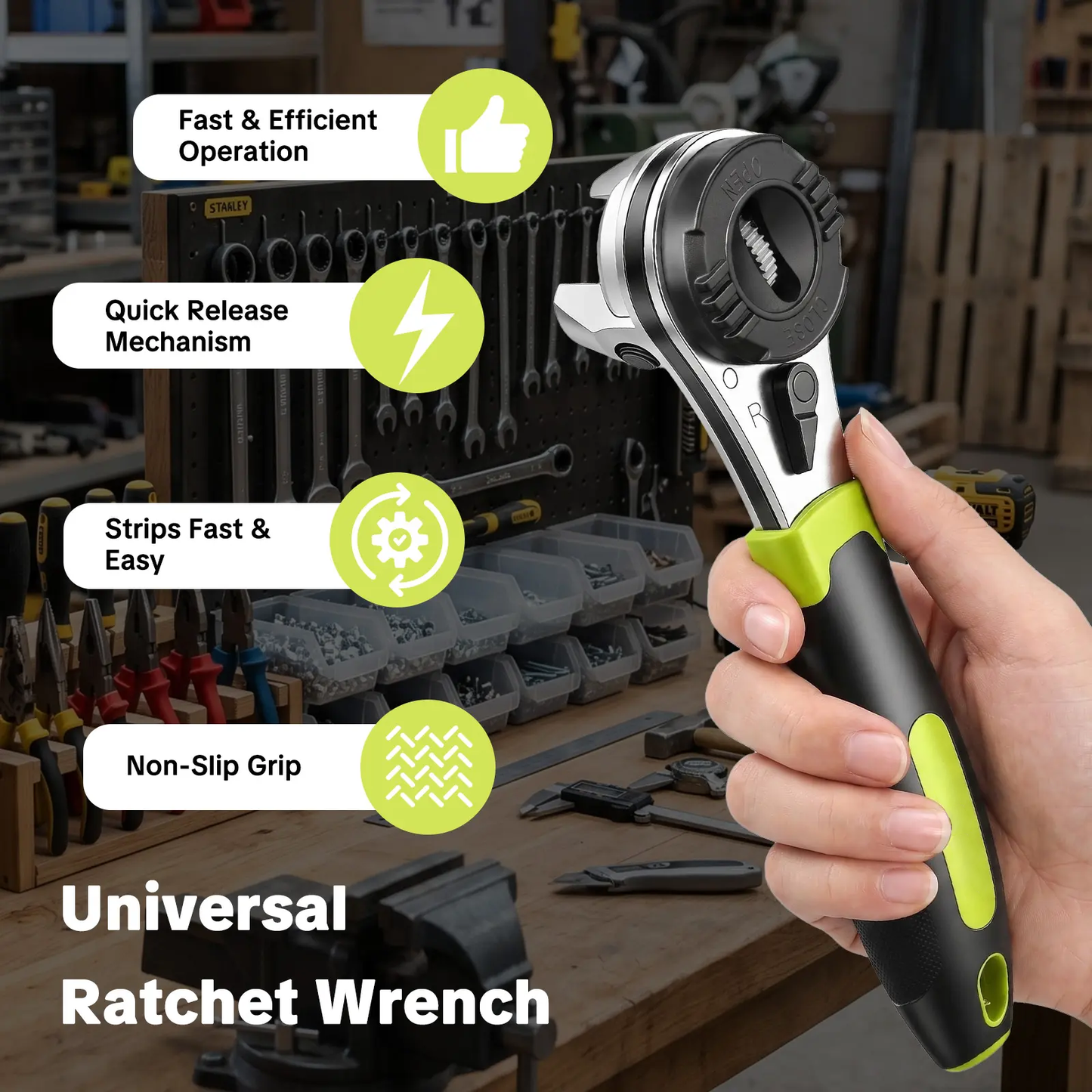 Adjustable ratchet wrench set, suitable for 6-22mm screws